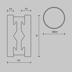 Шинопровод накладной/подвесной Technical TRX154-R-D800-B