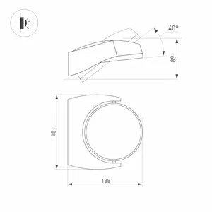 Светильник LGD-EYE-WALL-6W Warm3000 (GR, 117 deg, 230V) (Arlight, IP54 Металл, 3 года)