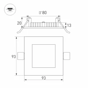 Светильник DL-93x93M-5W Warm White (Arlight, IP40 Металл, 3 года)