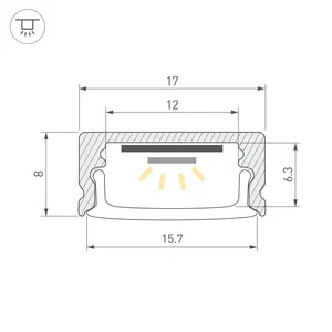 Профиль LINE-1708-2000 ANOD GOLD (Arlight, Алюминий)