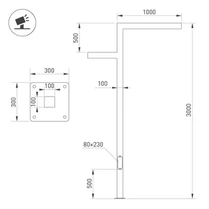 Опора-светильник OXOR-STER-Z-1600x100x100-L3000-50W Warm3000 (BK, 230V) IP65 (Arlight, -)