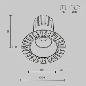 Встраиваемый светильник Technical DL121-15W-3K-TRS-B