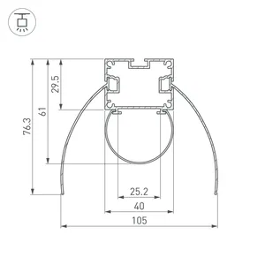 Профиль ARH-POWER-W154-COMFORT-2000 ANOD (Arlight, Алюминий)