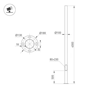 Опора фланцевая OXOR-OK1-D100-L4000 (BK) (Arlight, Алюминий)