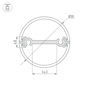 Профиль ROUND-D30-DUAL-2000 ANOD (Arlight, Алюминий)