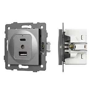 Механизм USB розетки SCT-MUAC-PL-GR-V (5V, 3A, QC4) (Arlight, -)
