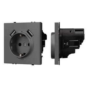 Механизм розетки с USB зарядкой SCT-NOBE-MUAA-SFPL-GR (230V, 16A) (Arlight, Серый базальт)