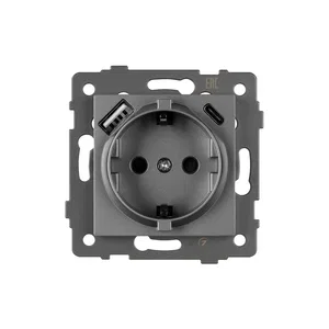 Механизм розетки с USB зарядкой SCT-MUAC-PL-GR-V (250V, 16A) (Arlight, -)