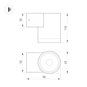 Светильник LGD-RAY-WALL-R65-12W Warm3000 (GR, 6 deg, 230V) (Arlight, IP65 Металл, 3 года)