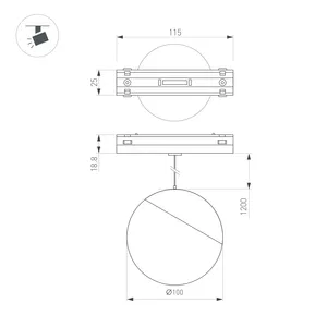 Светильник MAG-VIBE-EMISFERO-HANG-R100-6W Day4000 (WH, 130 deg, 48V) (Arlight, IP20 Металл, 5 лет)