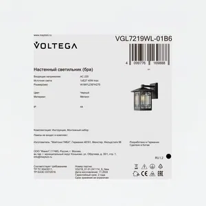 Уличный настенный светильник Voltega VGL7219WL-01B6