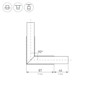 Угол PLS-LOCK-H25-L90 BLACK (с экраном MAT-L) (Arlight, Металл)