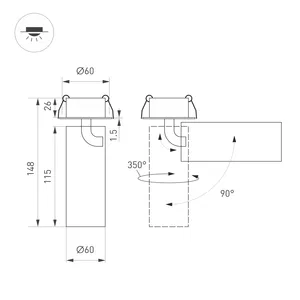 Светильник SP-GABI-BUILT-FLAP-R60-12W Warm3000 (BK, 60 deg, 230V) (Arlight, IP40 Металл, 5 лет)