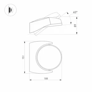Светильник LGD-EYE-WALL-6W Warm3000 (GR, 117 deg, 230V) (Arlight, IP54 Металл, 3 года)