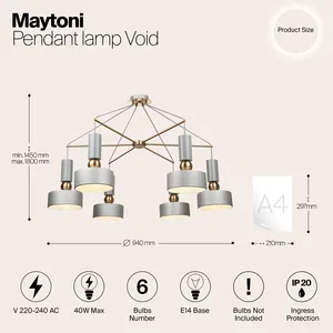 Подвесной светильник Maytoni MOD030PL-06GR
