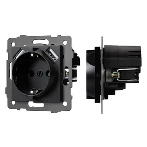 Механизм розетки с USB зарядкой SCT-MUAA-PL-BK-V (250V, 16A) (Arlight, -)