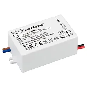 Блок питания ARJ-KE50300-PFC-TRIAC-A (15W, 300mA) (Arlight, IP44 Пластик, 5 лет)
