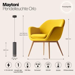 Подвесной светильник Maytoni P085PL-12W3K-B