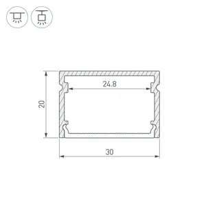 Профиль LINE-3020-2000 ANOD (Arlight, Алюминий)