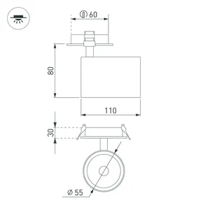 Светильник LGD-LUMOS-R55-9W Warm3000 (WH, 25 deg, 230V) (Arlight, IP20 Металл, 3 года)