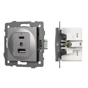 Механизм USB розетки SCT-MUAC-PL-GR-V (5V, 3A, QC4) (Arlight, -)