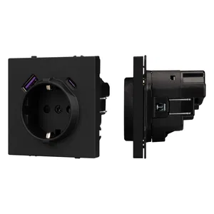 Механизм розетки с USB зарядкой SCT-NOBE-MUAC-SFPL-BK (230V, 16A) (Arlight, Черный оникс)