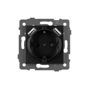 Механизм розетки с USB зарядкой SCT-MUAA-PL-BK-V (250V, 16A) (Arlight, -)