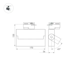 Светильник LGD-LOFT-TRACK-2TR-S170-10W Warm3000 (BK, 24 deg, 230V) (Arlight, IP20 Металл, 3 года)