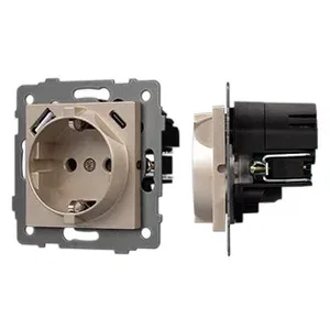 Механизм розетки с USB зарядкой SCT-MUAA-PL-GD-V (250V, 16A) (Arlight, -)