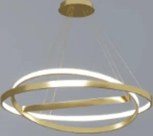 Люстра LED подвесной круг D40+50+60CM "СПАЛЬНЯ стиль скандинавский" 4К +диммер/пульт золото