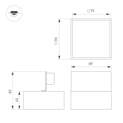 Светильник DL-GRIGLIATO-S90x90-6W Day4000 (BK, 90 deg, 230) (Arlight, IP40 Металл, 5 лет)