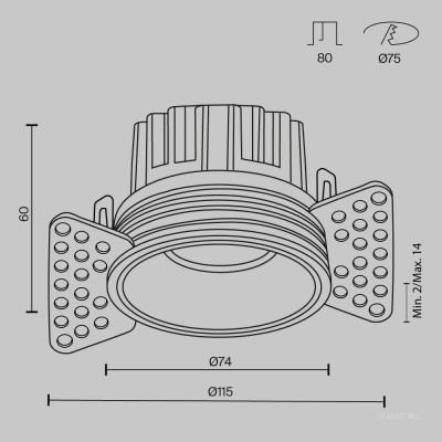 Встраиваемый светильник Technical DL058-12W2.7K-TRS-W