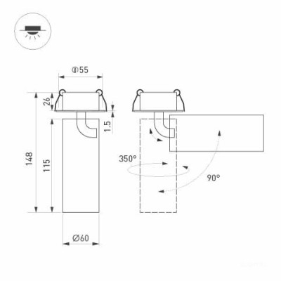 Светильник SP-GABI-BUILT-FLAP-R60-12W Warm3000 (BK, 60 deg, 230V) (Arlight, IP40 Металл, 5 лет)