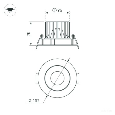 Светильник MS-FORECAST-BUILT-TURN-R102-12W Warm3000 (BK-BK, 32 deg, 230V) (Arlight, IP20 Металл, 5 лет)