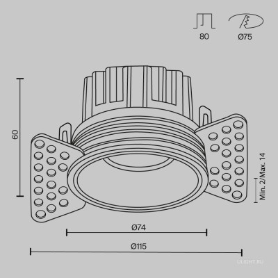 Встраиваемый светильник Technical DL058-12W3K-TRS-BS