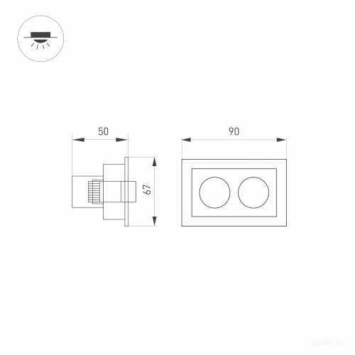 Светильник MS-ORIENT-BUILT-TURN-TC-S67x90-5W Warm3000 (BK-BK, 30 deg, 230V) (Arlight, IP20 Металл, 5 лет)