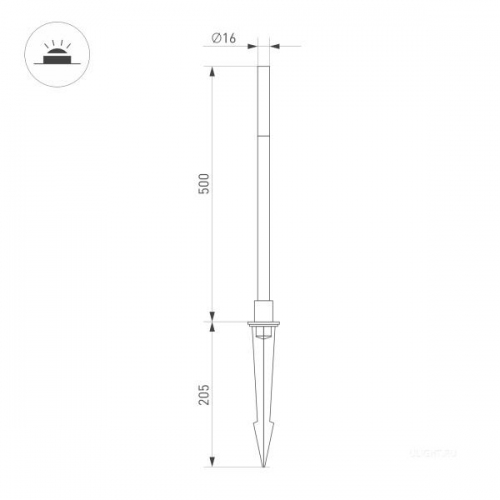 Светильник KT-CANNA-L500-1W Warm3000 (DG, 110 deg, 24V) (Arlight, IP65 Металл, 3 года)