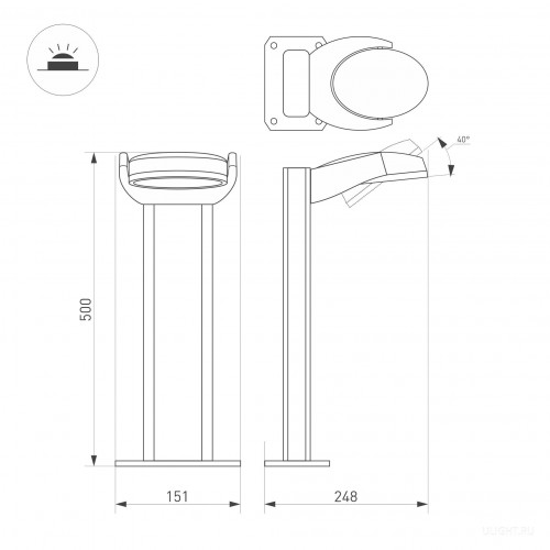 Светильник LGD-EYE-BOLL-H500-6W Warm3000 (GR, 117 deg, 230V) (Arlight, IP54 Металл, 3 года)