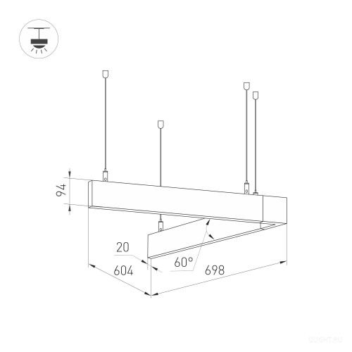 Светильник ALT-LINEAIR-ANGLE-60-FLAT-UPDOWN-DIM-700x605-55W Day4000 (BK, 100 deg, 230V) (Arlight, IP20 Металл, 3 года)