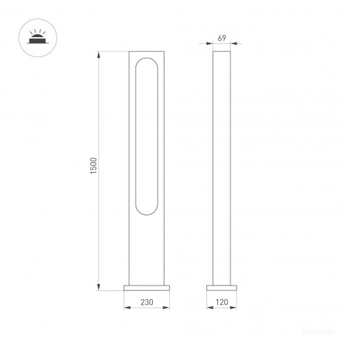 Светильник LGD-MUSE-BOLL-H1500-18W Warm3000 (DG, 328 deg, 230V) (Arlight, IP65 Металл, 3 года)