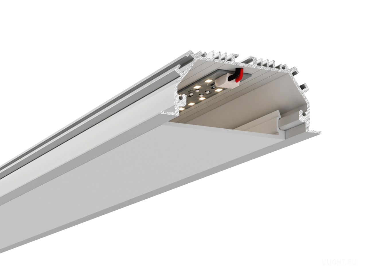 Алюминиевый корпус для встраиваемого монтажа — 75(89)х35x0-2500мм.
Мощность до 64Вт (26 Вт/м) — обеспечивает освещение площади до 10м².
Широкая массивная линия света. Возможна установка в натяжной потолок, ГКЛ и бетон.