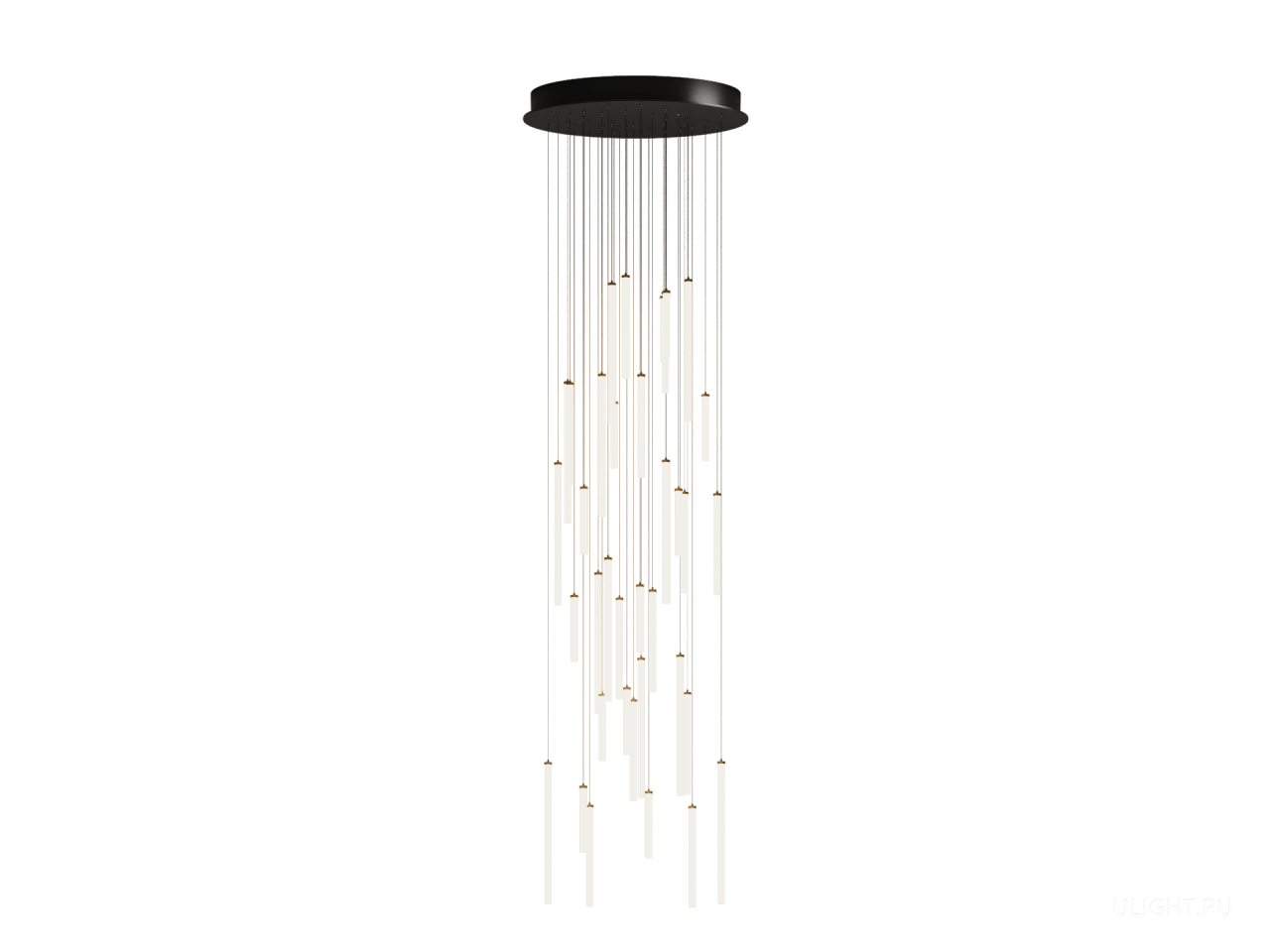Каскадная композиция на круглом основании. Вертикальные подвесные светильники icicle с подсветкой на 360 градусов созданы для прочного и совершенно оригинального светового решения. Одновременно свободный и сдержанный, корпус оформлен в эстетичной линейной форме.