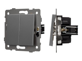 Механизм выключателя двухклавишный непроходной SWT-MK02-PL-GR-V (250V, 10A) (Arlight, -)