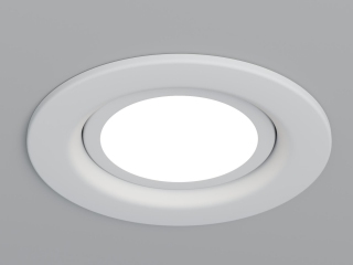 Встраиваемый круглый светильник.  Алюминиевый белый корпус. 