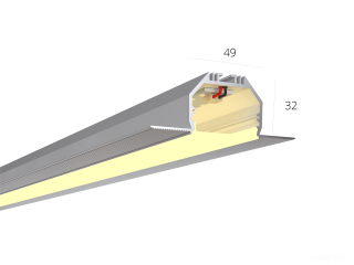 Линейный светильник HOKASU 49/32 edgeless (Anod/1000mm/LT70 — 3K/20W)