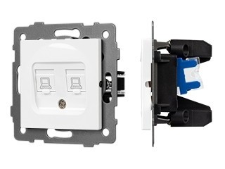 Механизм компьютерной розетки двойной SCT-MPC2-PL-WH-V (RJ-45, CAT6) (Arlight, -)