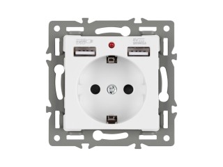 Механизм розетки с USB зарядкой SCT-MUAA-PL-WH (250V, 16A) (Arlight, -)