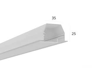 Алюминиевый LED профиль LINE 3525 IN ral9003 LT70 (с экраном) — 2000мм