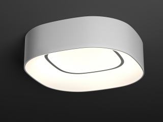 Накладной светильник, белый корпус квадрат с круглыми краями. 