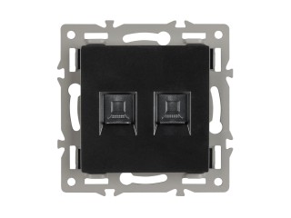 Механизм компьютерной розетки двойной SCT-MPC2-PL-BK (RJ-45, CAT6) (Arlight, -)